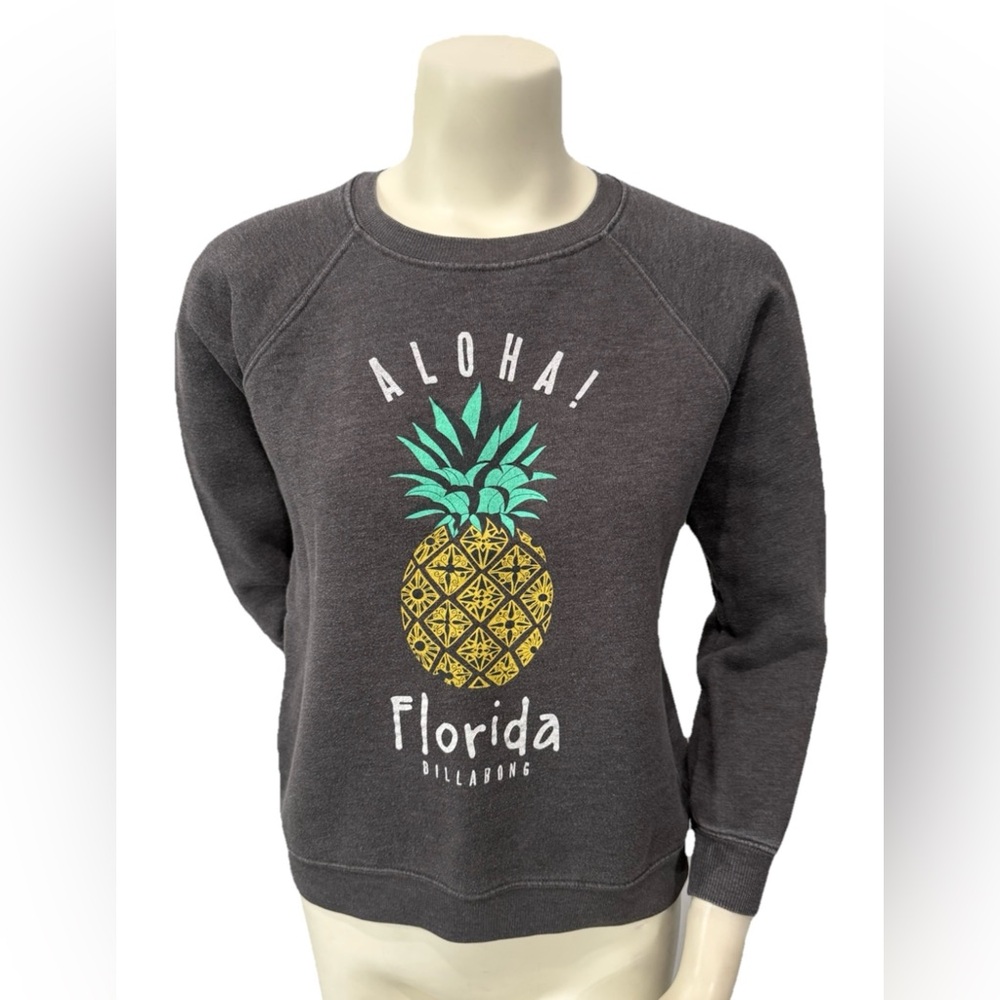 Billabong Aloha Florida Pineapple Graphic Sweatshirt Gray Women’s Small